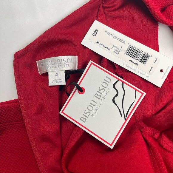 NWT Bisou Bisou Red Bodycon Midi Dress Size 4 - Picture 7 of 9